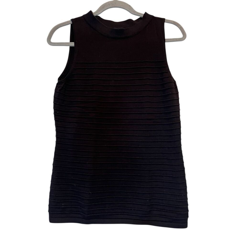 Talbots Medium Tank Top Black Ribbed Sleeveless Pullover 100% Cotton